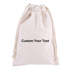100 Pcs Custom Cotton Drawstring Bags Logo Muslin Bags Pouch Dust Bag Covers White
