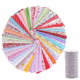 Muka 50 Pcs Cotton Fabric Flat Elastic 196 Yards for Sewing DIY Material Cloth Printed Floral Handicrafts Home Decoration Quilting Patchwork 9.8