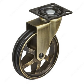 Richelieu Aluminum Single Wheel Vintage Caster - Rustic Brass