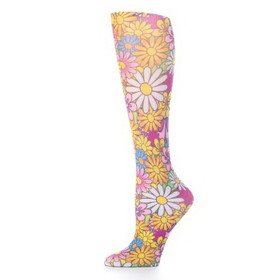 Celeste Stein Womens Compression Sock-Colorful Daisies