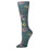 Celeste Stein Womens 10" Ankle Sock-Turquoise Lilies