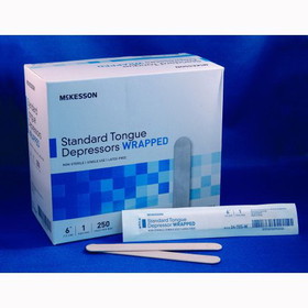 McKesson 24-705-W Tongue Depressor, Wrapped Non-Sterile-250/Box