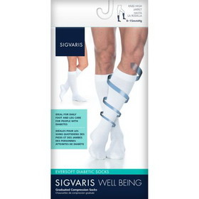 SIGVARIS 160CK-F1 Eversoft Diabetic Calf High Socks-8-15 mmHg