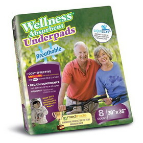 Unique Wellness 8130 Absorbent Underpads-30"x36"-8/Pack
