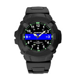 Aqua Force Thin Blue Line Police Officer Rugged Pu Rubber Watch (50m Water Resistant)