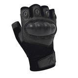 Rothco Fingerless Cut and Fire Resistant Carbon Hard Knuckle Gloves - Black