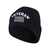Rothco 57878 Veteran With US Flag Fine Knit Watch Cap - Black