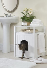 Zoovilla MPS006 Cat Washroom Litter Box Cover / Night Stand Pet House, White