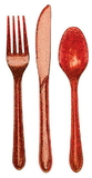 Creative Converting 019802 Glitz Red Assorted Plastic Cutlery with Glitter (Case of 288)