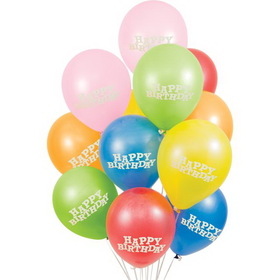 Creative Converting 041001 D&#233;cor Balloons, 12" Asst Happy Birthday (Case Of 12)