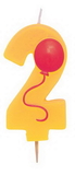 Creative Converting 104202 2 - Molded Numeral Candle with balloons (Case of 6)
