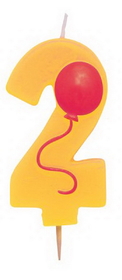 Creative Converting 104202 2 - Molded Numeral Candle with balloons (Case of 6)