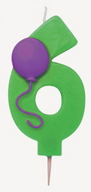 Creative Converting 104206 6 - Molded Numeral Candle with balloons (Case of 6)