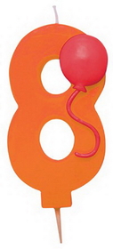 Creative Converting 104208 8 - Molded Numeral Candle with balloons (Case of 6)