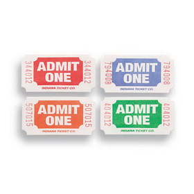 Creative Converting 132500 Ticket Roll - Admit One Red/Bl/Or/Gr (Case of 4)