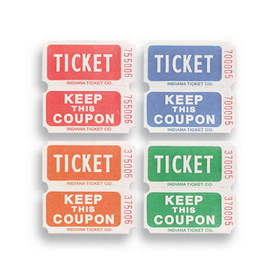 Creative Converting 132503 Ticket Roll - 50/50 Red/Bl/Or/Gr (Case of 20)
