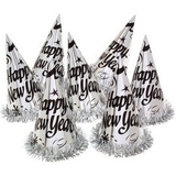 Creative Converting 204012 Décor Silver Foil Hats With Tinsel, CASE of 12