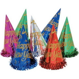 Creative Converting 204013 Décor New Year Asst Color Glitter Foil Hats, CASE of 50