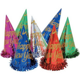 Creative Converting 204013 D&#233;cor New Year Asst Color Glitter Foil Hats, CASE of 50