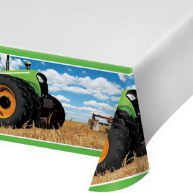 Creative Converting 318056 Tractor Time Plastic Tablecover Border, 54" X 102", CASE of 6