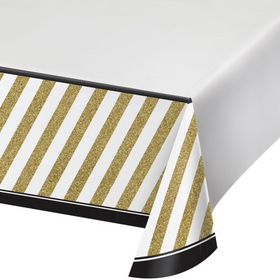 Creative Converting 318098 Black & Gold Plastic Tablecover Border, 54" X 102" (Case Of 6)