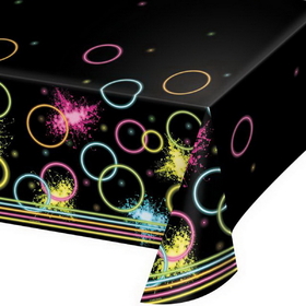 Creative Converting 318135 Glow Party Plastic Tablecover All Over Print, 54" X 102", CASE of 6