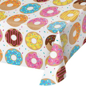 Creative Converting 324230 Donut Time Plastic Tablecover All Over Print, 54" X 102" (Case Of 6)