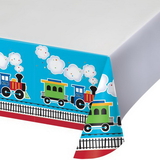 Creative Converting 324350 All Aboard Plastic Tablecover Border, 54