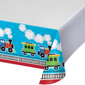 Creative Converting 324350 All Aboard Plastic Tablecover Border, 54" X 102", CASE of 6