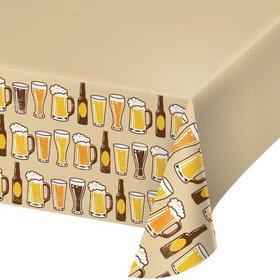 Creative Converting 324453 Cheers & Beers Plastic Tablecover All Over Print, 54" X 102" (Case Of 6)