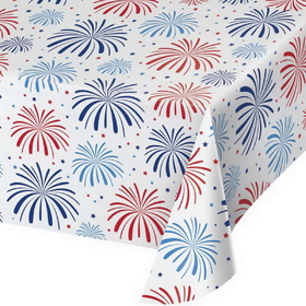 Creative Converting 327220 Patriotic Patterns Plastic Tablecover, 54" X 102" All Over Print, CASE of 12