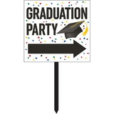 Creative Converting 328297 Graduation Décor Yard Sign, Grad Directional Bl/White, CASE of 6