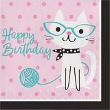 Creative Converting 328593 Purr-Fect Party Luncheon Napkin, Happy Birthday (Case Of 12)
