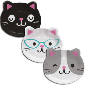 Creative Converting 328704 Purr-Fect Party Shaped Plate 9" Assorted Kittens (Case Of 12)