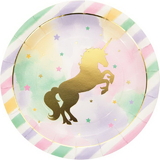 Creative Converting 329409 Unicorn Sparkle Dinner Plate, Foil Stamp (Case Of 12)