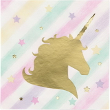 Creative Converting 329413 Unicorn Sparkle Beverage Napkin, 3Ply Foil Stamped (Case Of 12)