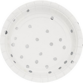 Creative Converting 329936 Toc White Silver Foil Luncheon Plate, Silver Foil, CASE of 96