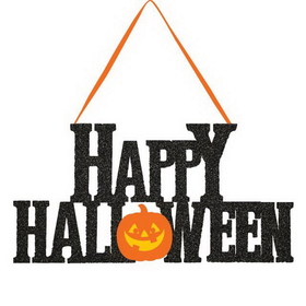 Creative Converting 331301 D&#233;cor Glitter Hanging Sign, Happy Halloween, CASE of 12