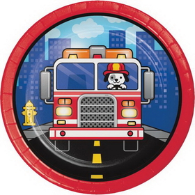 Creative Converting 331499 Flaming Fire Truck Luncheon Plate, CASE of 96