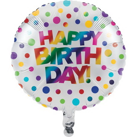 Creative Converting 331788 Rainbow Foil Bday Metallic Balloon, 18", Rainbow Foil Birthday (Case Of 10)