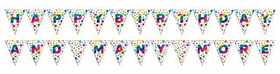Creative Converting 331793 Rainbow Foil Bday 2-Sided Pennant Banner, Rainbow Foil Birthday (Case Of 6)