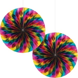 Creative Converting 331799 Rainbow Foil Bday Paper Fan 2-Pack, Rainbow Foil (Case Of 6)