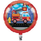 Creative Converting 332203 Flaming Fire Truck Metallic Balloon 18