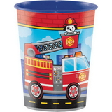 Creative Converting 332208 Flaming Fire Truck Plastic Keepsake Cup 16 Oz., CASE of 12