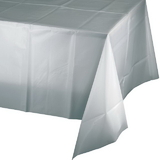 Creative Converting 332516 Shimmering Silver Plastic Tablecover 54
