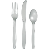 Creative Converting 332519 Shimmering Silver Assorted Cutlery Shimmering Silver (Case Of 12)