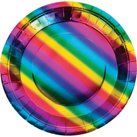 Creative Converting 335531 Rainbow Foil Dinner Plate, Rainbow Foil (Case Of 12)