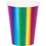 Creative Converting 335536 Rainbow Foil Hot/Cold Cups 9Oz., Rainbow Foil (Case Of 12)
