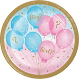Creative Converting 336065 Gender Reveal Balloons Dessert Plate (Case of 96)