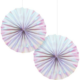 Creative Converting 336384 D&#233;cor Paper Fan 2-Pack, Iridescent (Case Of 12)